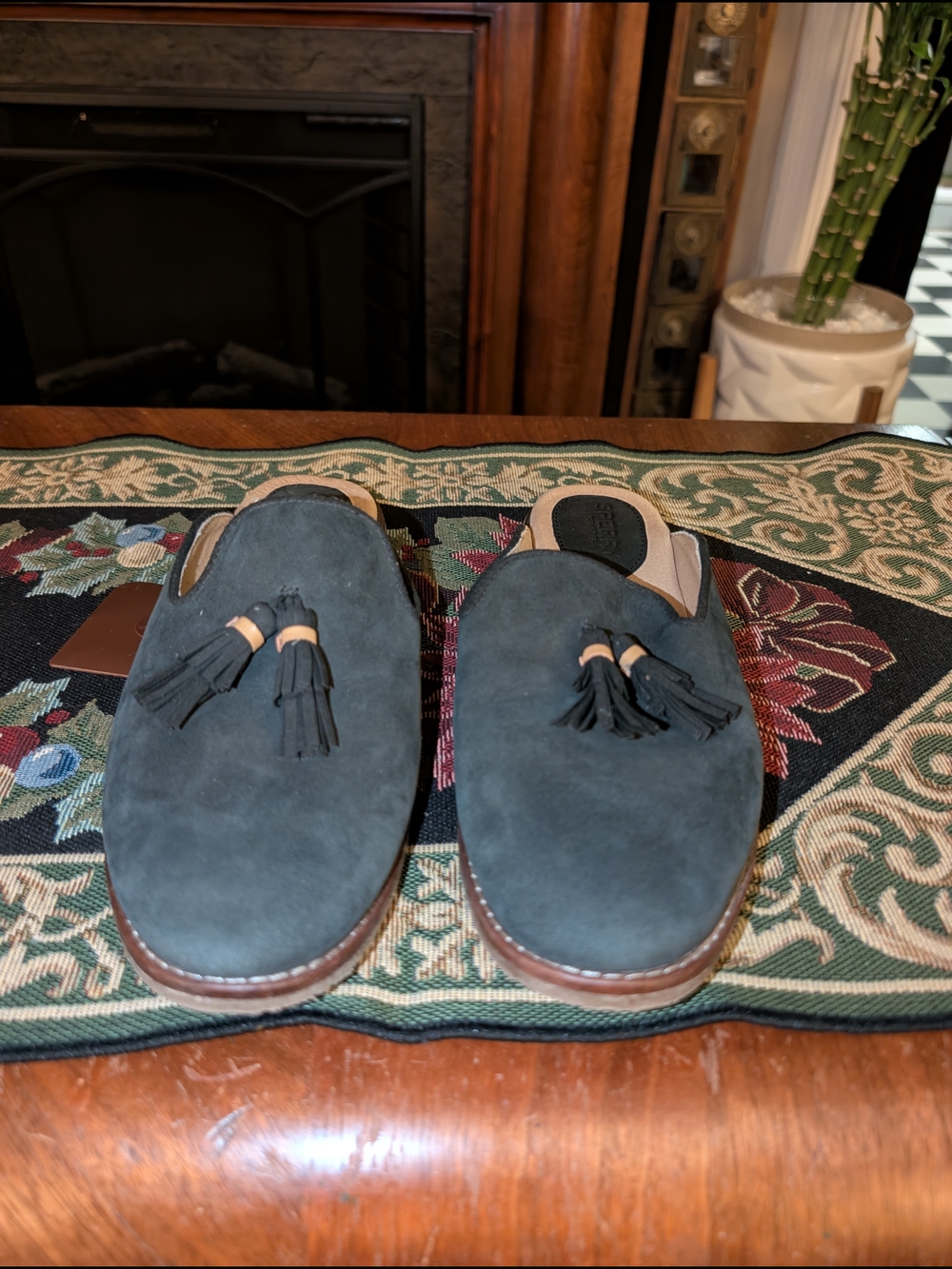 Sperry Suede Tassel Mule Loafers Women’s 8 | Navy Slip-On Flats Leather Preppy
